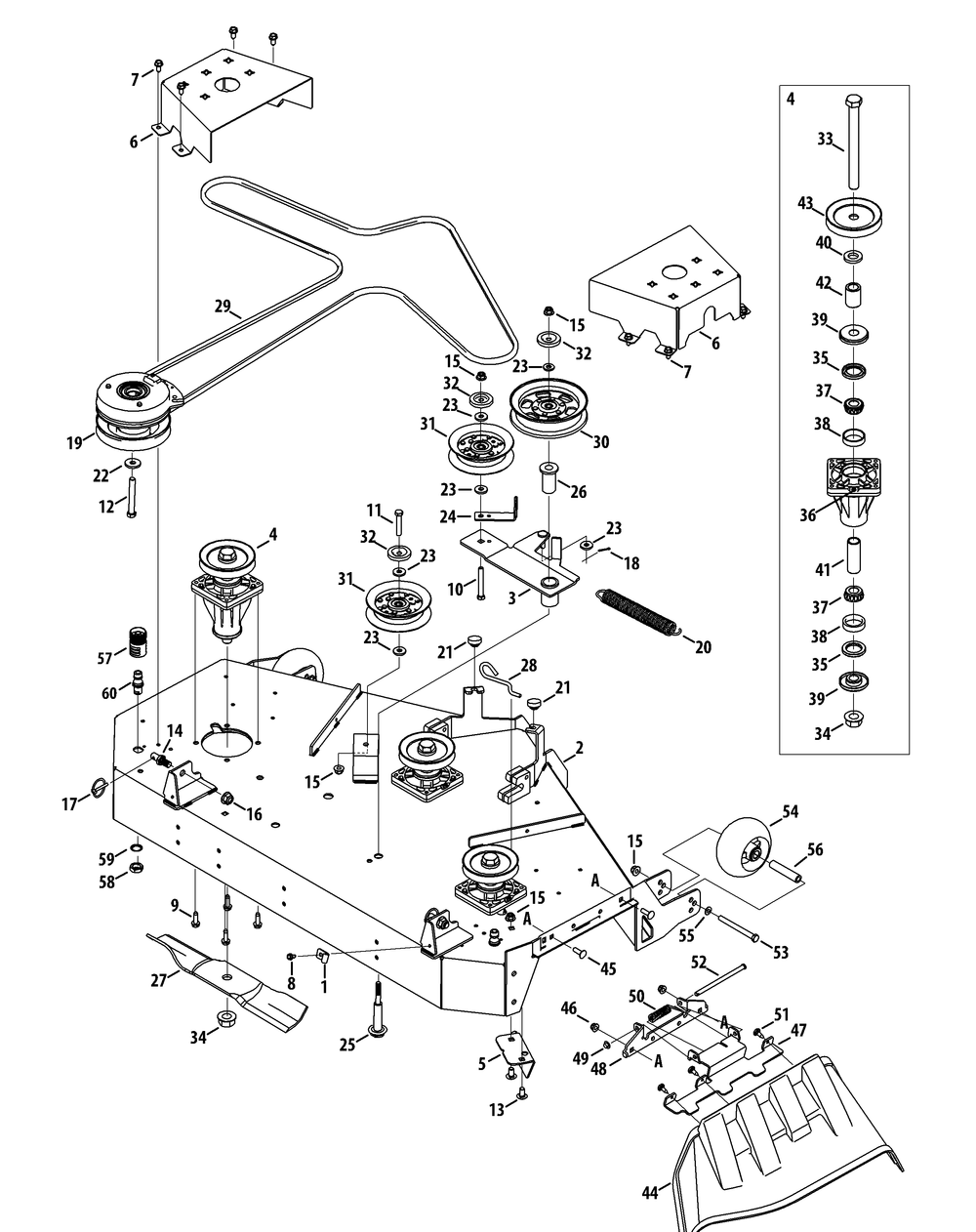 Mower Deck 48-Inch Diagram and Parts List for Z-FORCESZ48 (17AIDGHB-17AIDGHB010)(2014) Cub Cadet Lawn Tractor